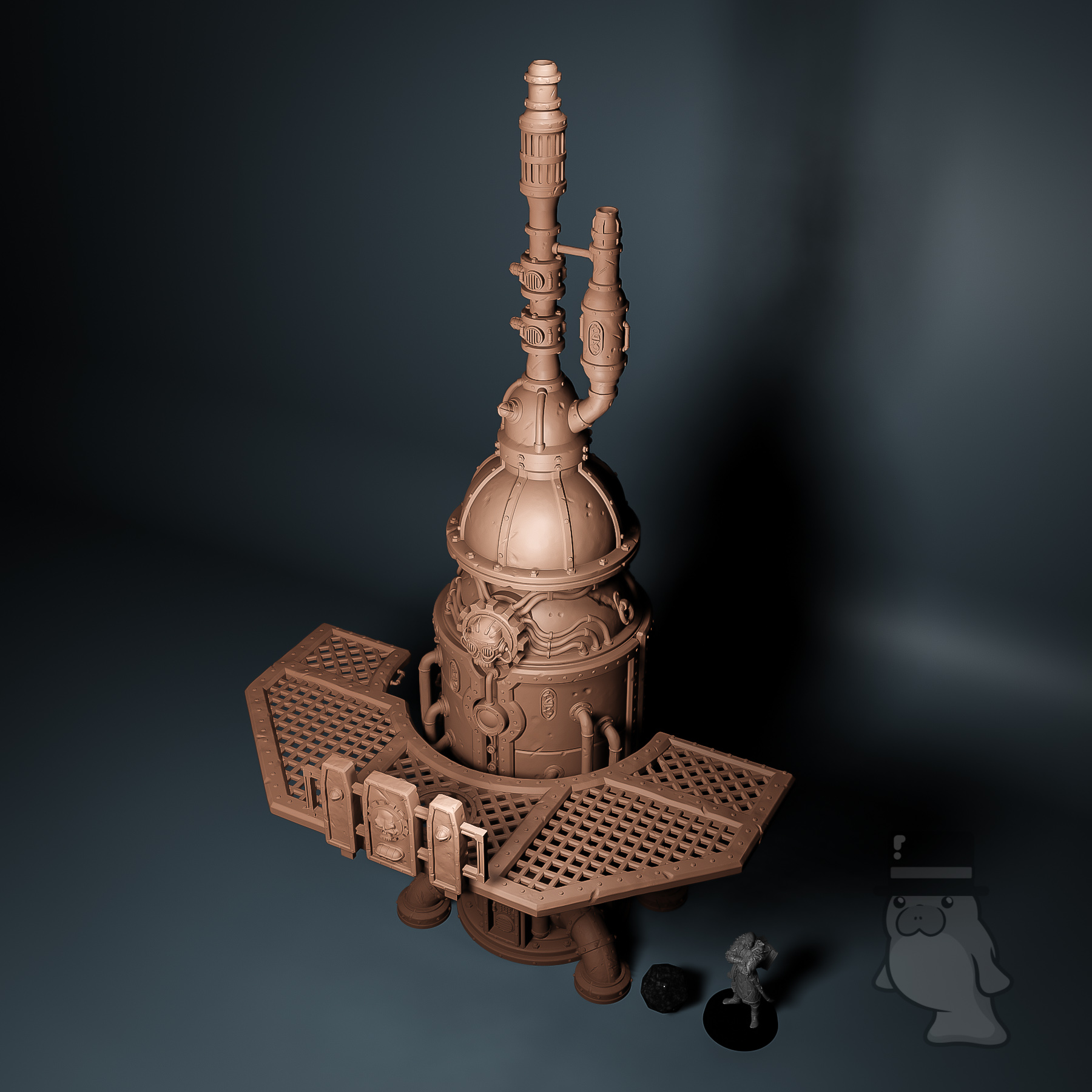 Big Tank With Platform Steam and Steel Tainted Windmill Mini